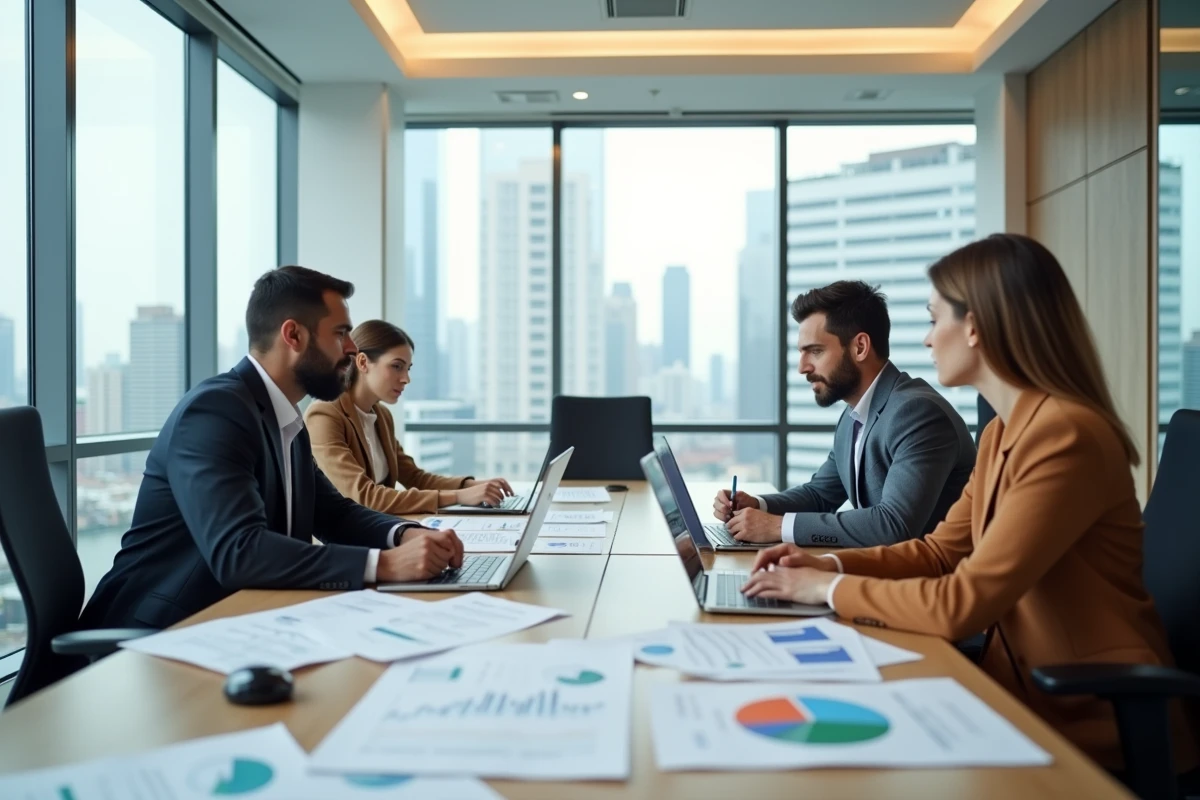Équipe de professionnels en réunion autour des enjeux stratégiques de la marque Adivak pour 2026