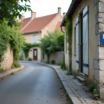 Panneau de rue de l'impasse des Lilas dans le village d'Aix Villemaur Palis, mur en pierre calcaire et végétation